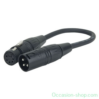 DAP 3 pin XLR Male to 5 pin XLR Female DMX adapter cable 25CM