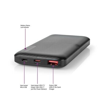 Batterie Externe Portable Nedis 10.000 mAh noir