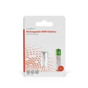 Nedis 1.2V NiMH oplaadbare batterij HR03 AAA 700 mAh, voorgeladen, 2-Pak