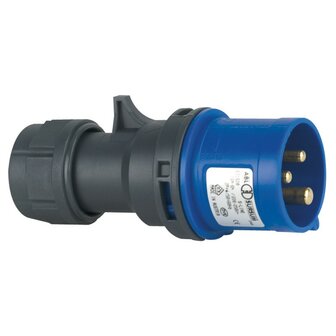 ABL sursum CEE 16A 240V 3P powerplug male blauw, IP44