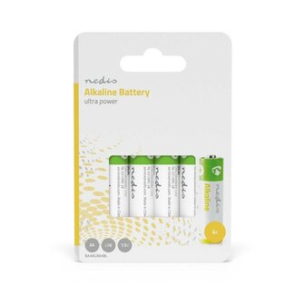 Nedis 1.5V alkaline LR6 AA battery, doos 4 stuks 