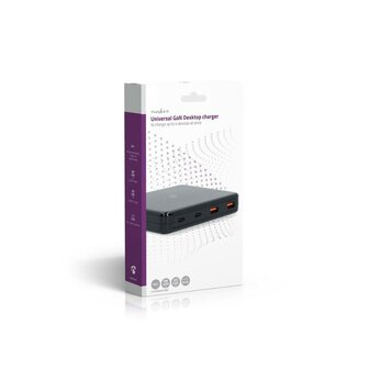 Nedis USB oplader PD3.0 65W GaN Snellaad functie, Automatische Voltage Selectie, zwart