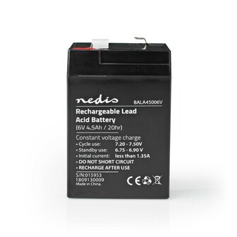 Nedis Batterie de plomb rechargeable 6V 4500 mAh