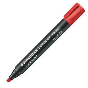 Staedtler marqueur permanent Staedtler Lumocolor 350 &agrave; pointe biseaut&eacute;e, lot de 4 couleurs