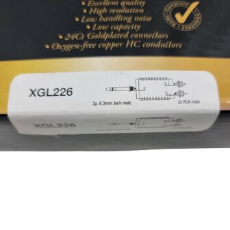DAP Xcaliber XGL22 - 2x RCA Stecker < > Mono Jack 6,3 mm, 6 m Signalkabel