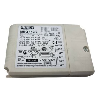 TCI MBQ 142/2 electronic ballast TC-D/E 26W, TC-T/E 32W, GX24q-3
