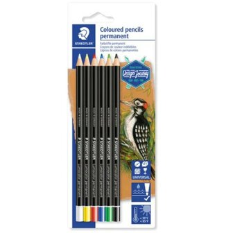 Staedtler Lumocolor permanent kleurpotlood, set 6 kleuren