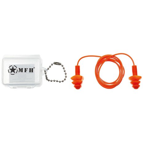 MFH Hearing protection / ear plugs for reuse with cord