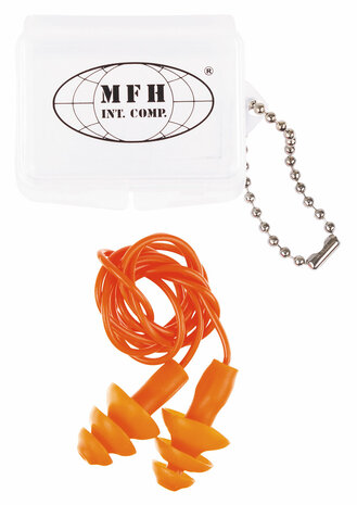 MFH Hearing protection / ear plugs for reuse with cord