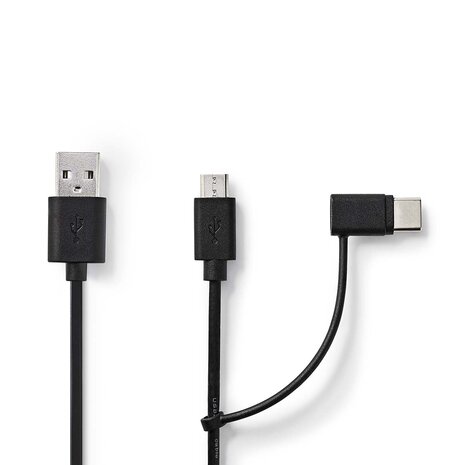 Nedis USB 2.0 2-in-1 cable 1.0M, USB-A < > USB Micro-B / USB-C, 12W, 480 Mbps