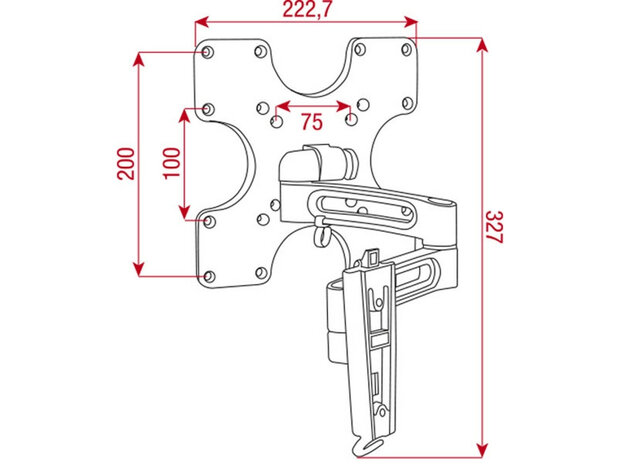 DMT LCD-106 screen bracket long up to VESA 200, Silver