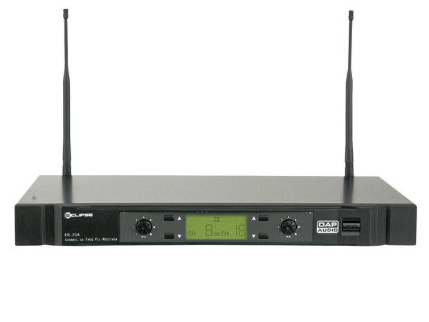 DAP ER-216B / EB-16 UHF PLL wireless dual beltpack set - 16 freq - 614–638 MHz