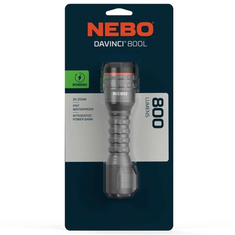 Nebo Davinci 800L Flex LED zaklamp IPX7, Oplaadbaar Li-Ion 2200mAh