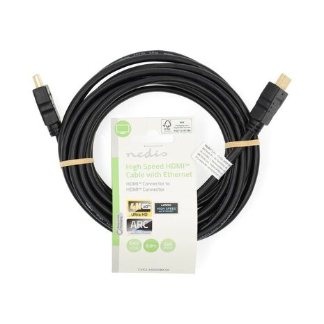 Nedis câble vidéo HDMI™ haute vitesse avec Ethernet, 4K à 60 Hz, ARC, 18 Gbit/s, 5.00 m