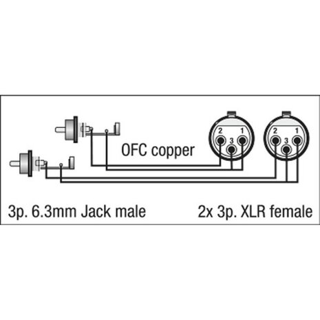 DAP FL25 - 2x RCA male L/R <  > 2x XLR/F 3P 1,5 M signaalkabel