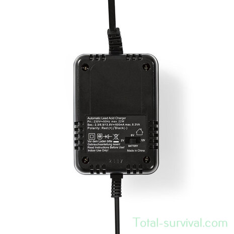 Nedis smart battery charger, 2/6/12V DC 0.6A