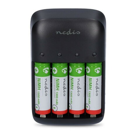 Nedis chargeur de piles Nedis NiMH AA / AAA / E-Block (9 V), noir