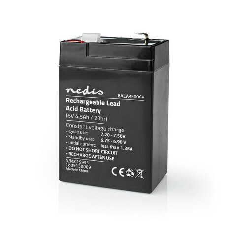 Nedis Batterie de plomb rechargeable 6V 4500 mAh