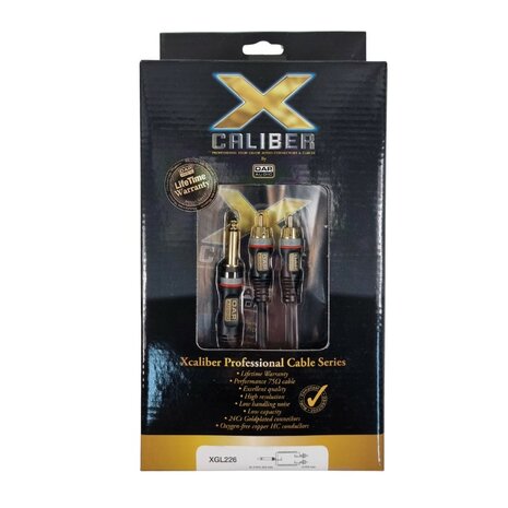 DAP Xcaliber XGL22 - 2x RCA Stecker < > Mono Jack 6,3 mm, 6 m Signalkabel