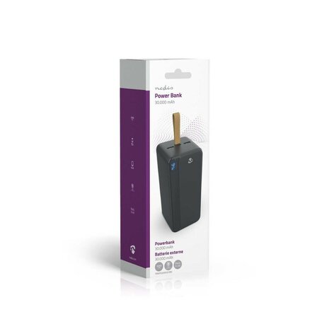 Nedis Draagbare Powerbank PD3.0 20W, 30.000 mAh, zwart
