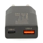 Nedis chargeur USB 30 W GaN PD3.0, charge rapide, sélection automatique de la tension, noir