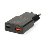 Nedis USB oplader 30 W GaN PD3.0 30W, Snellaad functie, Automatische Voltage Selectie, zwart