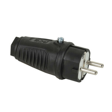 PCE Rubber Schuko Connector Male IP44 250V 16A
