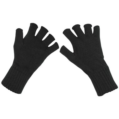 MFH Gebreide handschoenen, zwart, zonder vingers