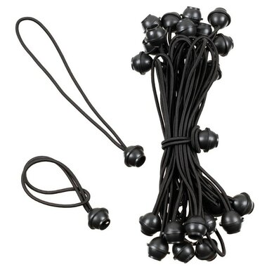 MFH Bungee Cord with Ball, Set of 25, Black