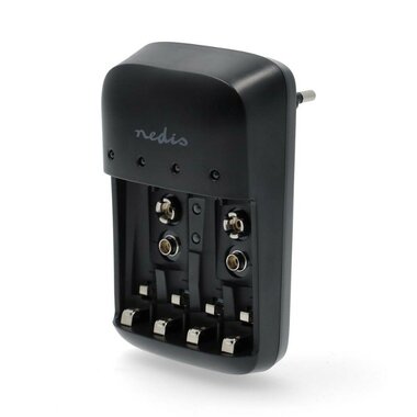 Nedis chargeur de piles Nedis NiMH AA / AAA / E-Block (9 V), noir
